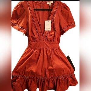 NWT Stellah Dress in  Rustic Terracotta  Boho Peasant Cottagecore XS Fall Dress